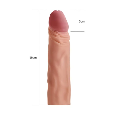 Lovetoy Pleasure X-tender - péniszköpeny - 19 cm (testszínű)