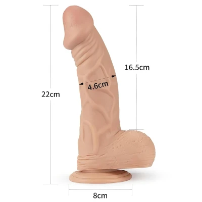 Lovetoy Real Extreme - testszínű tapadókorongos élethű dildó (23 cm)