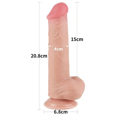 Lovetoy Sliding-Skin - herés kétrétegű dildó - 20,8 cm (testszínű)