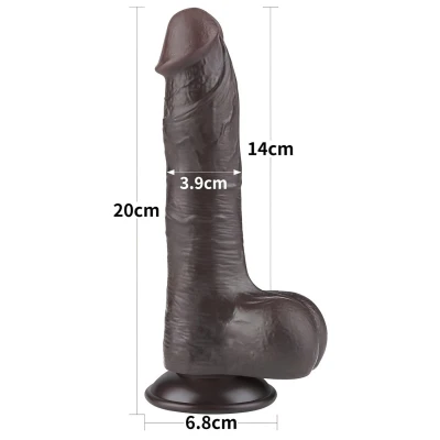 Lovetoy Sliding-Skin - herés kétrétegű dildó - 20 cm (barna)