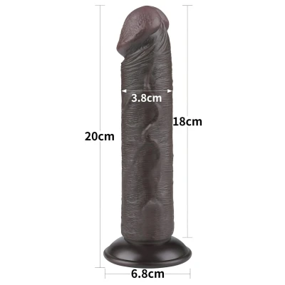 Lovetoy Sliding-Skin - tapadókorongos kétrétegű dildó - 20 cm (barna)