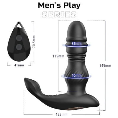 Erospace Men's Play - fel-le mozgó prosztata vibrátor (fekete)