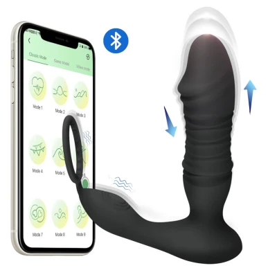 Erospace Men's Play - app-vezérelt lökő anál vibrátor (fekete)