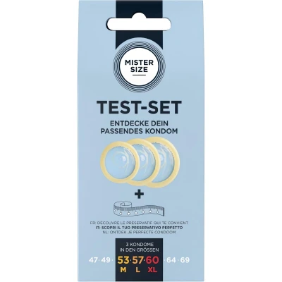 Mister Size Test-Set - óvszer próbacsomag méretmérő szalaggal (3 db)