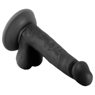 Mr. Rude - tapadókorongos, herés élethű dildó - 17 cm (fekete)