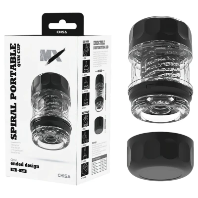 MX Spiral Portable Quin Cup - spirális, szívó hatású maszturbátor (fekete)