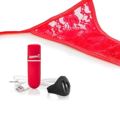 Screaming O Panty Set - piros vibrációs tanga, vibrációs bugyi (S-L)