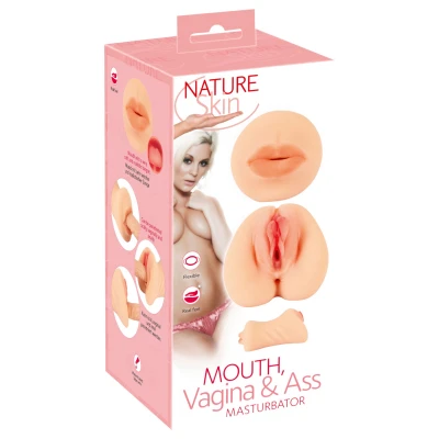 Nature Skin - punci és száj maszturbátor férfiaknak (testszínű)
