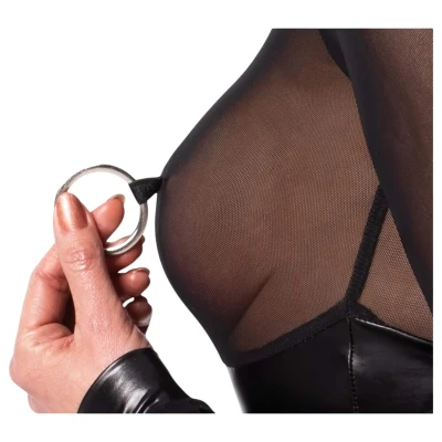 Noir - fényes body átlátszó betéttel (fekete)