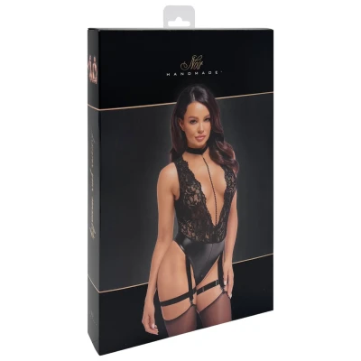 Noir Libido - szexi body beépített harisnyatartóval (fekete)