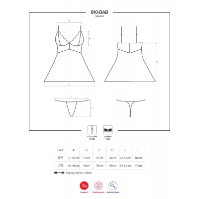 Obsessive 810-BAB-2 - csipke babydoll és tanga (fehér)