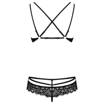 Obsessive 860-SET-1 - rózsás, csipke melltartó szett (fekete)