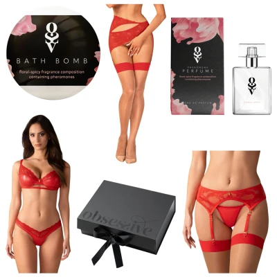 Obsessive Aloisa - 6 részes szexi fehérnemű ajándék szett (piros)