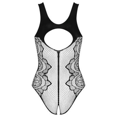 Obsessive B335 - átlátszó, nyitott, fekete body (S-L)