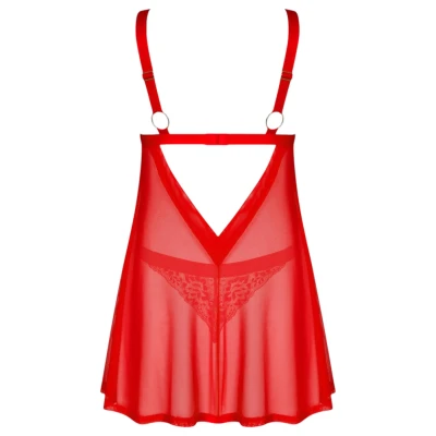 Obsessive Elianes - csipkés babydoll szett (piros)