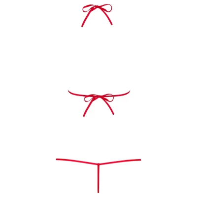 Obsessive Luiza - tulipános, pántos, piros body (S/M)