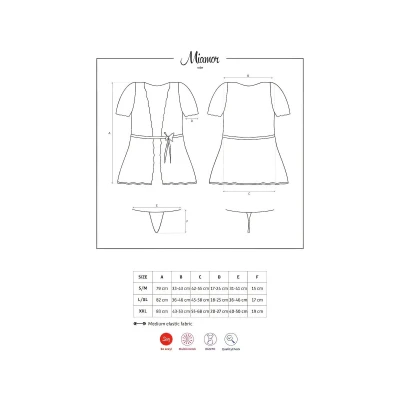Obsessive Miamor Robe - csipkés ujjú köntös és tanga (fekete)