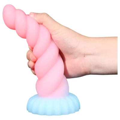 OgazR - sötétben világító unikornis dildó (szivárvány, 22 cm)