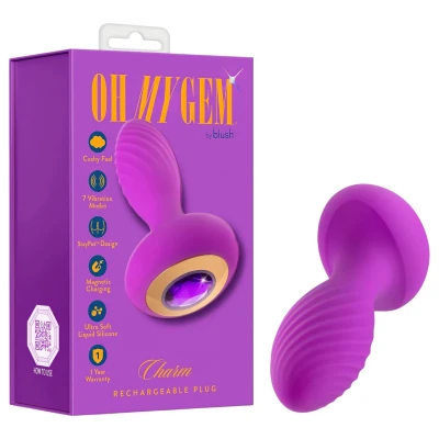 Oh My Gem - vibrációs anál plug kővel (lila)