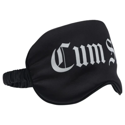 Ouch! Cum Slut - feliratos szatén BDSM szemmaszk (fekete)