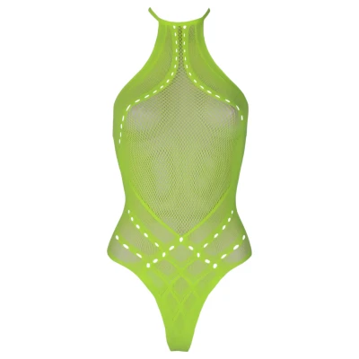Ouch! - foszforeszkáló pántos hatású body (neon zöld)