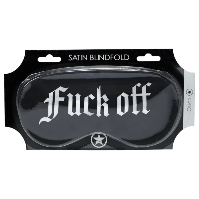 Ouch! Fuck Off - feliratos szatén BDSM szemmaszk (fekete)