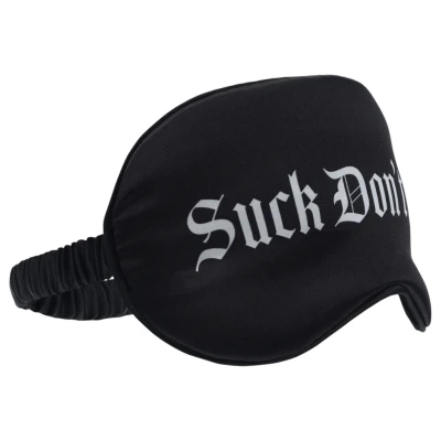 Ouch! Suck Don't Bite - feliratos szatén BDSM szemmaszk (fekete)
