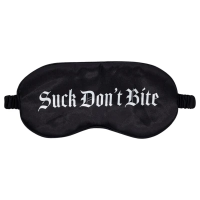 Ouch! Suck Don't Bite - feliratos szatén BDSM szemmaszk (fekete)