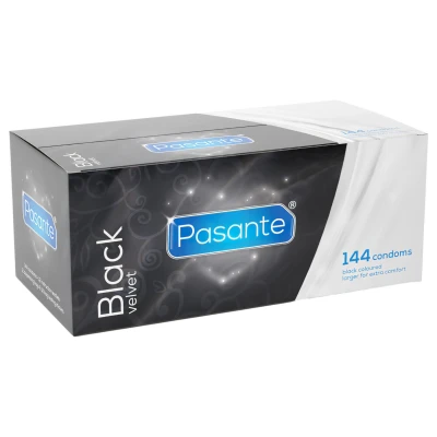 Pasante - fekete klasszikus latex óvszer nagy kiszerelésben (144 db)