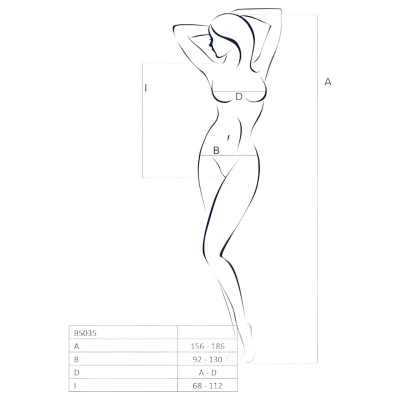 Passion BS035 - vállpántos, nyitott fehér necc body (S-L)