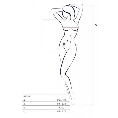 Passion BS035 - vállpántos, nyitott fekete necc body (S-L)