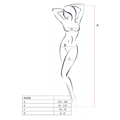 Passion BS048 - nyitott fekete necc overál nyakpánttal (S-L)
