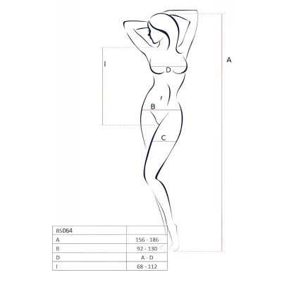 Passion BS064 - nyitott fehér necc body (S-L)