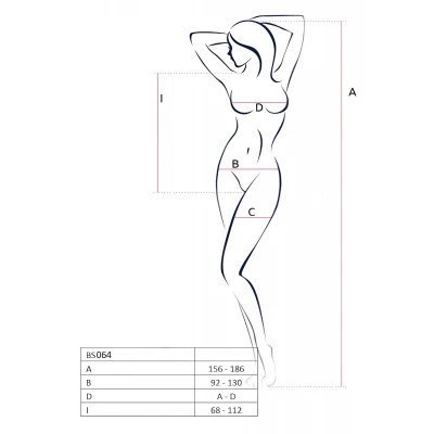 Passion BS064 - nyitott fekete necc body (S-L)