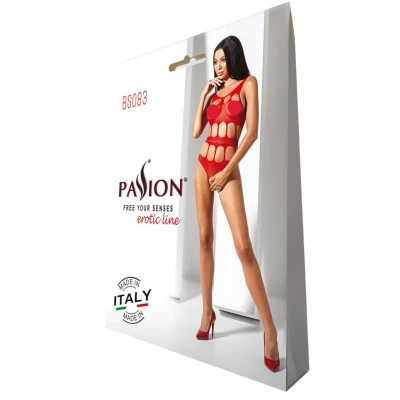 Passion BS083 - piros lyukacsos nyitott body (S-L)