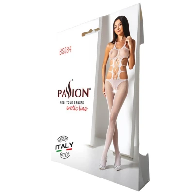 Passion BS084 - fűzős, top-os, fehér overál (S-L)