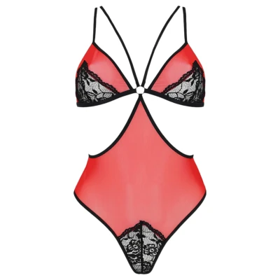 Passion Peonia - oldalkivágásos body nőknek (piros)