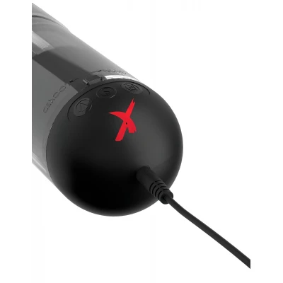 PDX Elite Extender Pro - akkus, szívó-rezgő maszturbátor (fekete)
