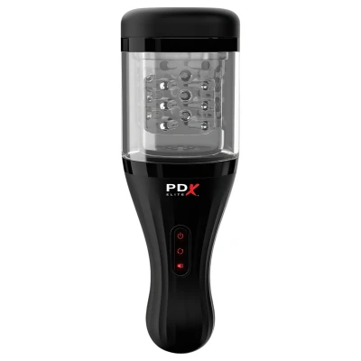 PDX Elite Rotobator - művagina, maszturbátor férfiaknak (átlátszó-fekete)