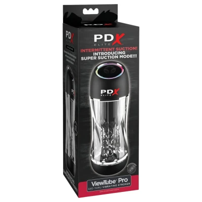 PDX ViewTube Pro - szívó-rezgő maszturbátor férfiaknak (fekete)