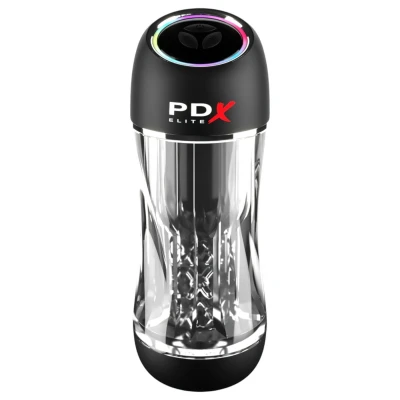 PDX ViewTube Pro - szívó-rezgő maszturbátor férfiaknak (fekete)