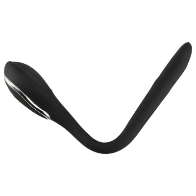 Penis Plug Dilator - fekete akkus, vibrációs húgycső dilátor (1 cm)