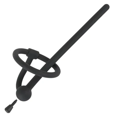 Penisplug - szilikon dilátor makkgyűrűvel (0,6 mm, fekete)