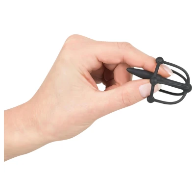 You2Toys Penisplug - szilikon makk-ketrec húgycső dilátorral (fekete)