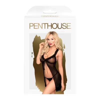 Penthouse After Sunset - átlátszó babydoll és tanga (fekete)