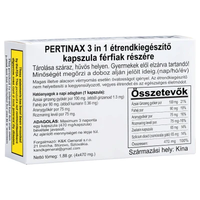 Pertinax 3in1 Plus - étrend-kiegészítő kapszula férfiaknak (4 db)