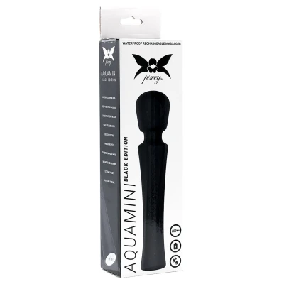Pixey Aquamini - mini wand vibrátor (fekete)