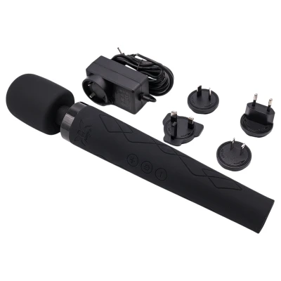 Pixey Deluxe Black Velvet - wand vibrátor M (fekete)