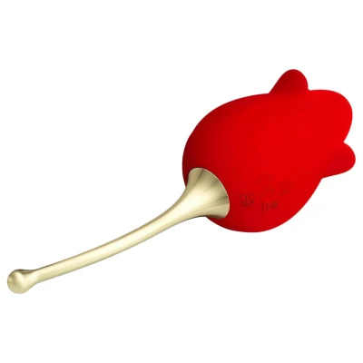 Pretty Love Rose Lover - nyelves 2in1 csikló vibrátor (piros)