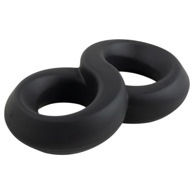 Pulselock Taur - dupla pénisz- és heregyűrű (fekete) - 20mm